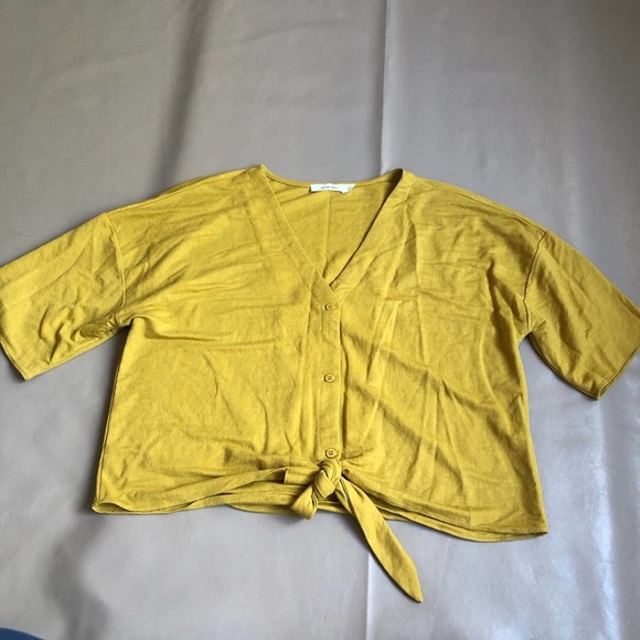 Mod ref Luca tie crop top mustard SZ L - Picture 2 of 7